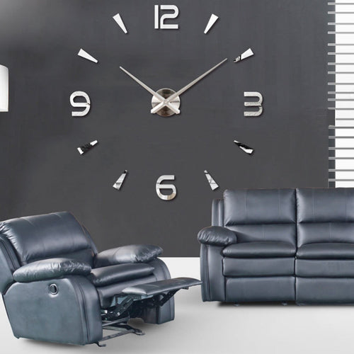 3D DIY Reloj de Pared Grande Reloj Decorativo Moderno Diseño Espejo Etiqueta de Metal Relojes Grandes Numeral Romano Escalas Decoración Para El Hogar