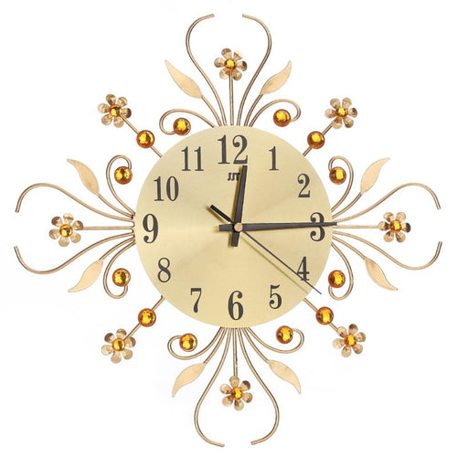 Vintage Metal Art Reloj de pared de lujo Diamante Reloj de pared grande Reloj de diseño moderno Decoración para el hogar