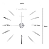 80 cm 3D DIY Digital Espejo Reloj de pared de diseño moderno de gran tamaño Relojes de pared DIY Etiqueta de la pared Decoración para el hogar
