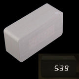 Diseño creativo LED Reloj Despertador Digital Calendario Termómetro Moderno Reloj de Madera Hogar Dormitorio Artículos Decorativos Envío Gratis