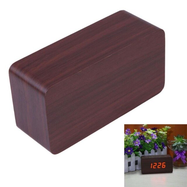 Diseño creativo LED Reloj Despertador Digital Calendario Termómetro Moderno Reloj de Madera Hogar Dormitorio Artículos Decorativos Envío Gratis