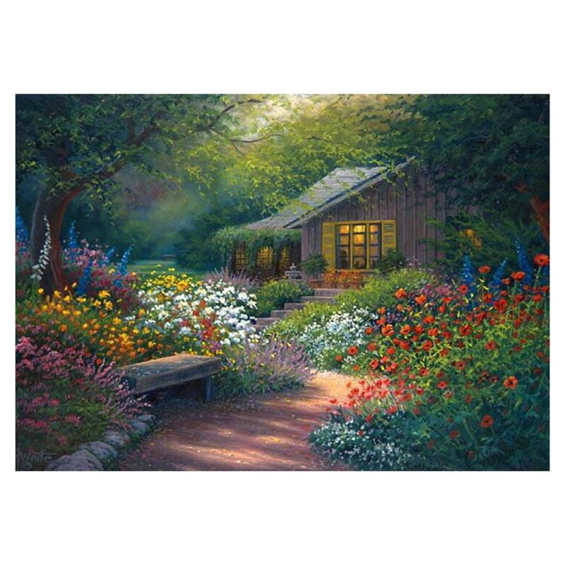 Cabina de maderas 5D pintura diamante redondo diy bordado costura decoración para el hogar diseño de forma de diamante 40 * 30 cm / 15.75 * 11.81 '' E5M1
